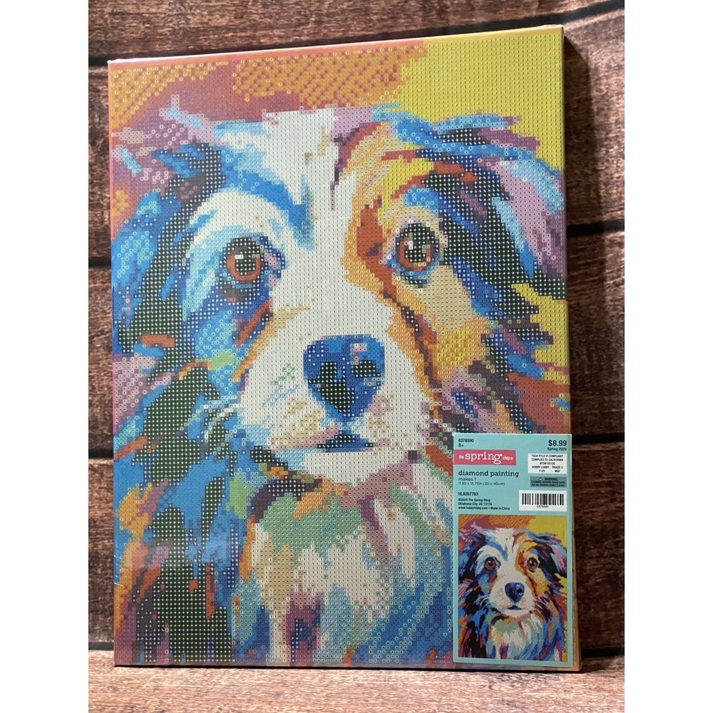 Multi-Color Dog Canvas Diamond Painting Kit Hobby Lobby New
